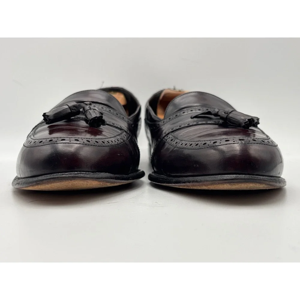 Johnston & Murphy Men's Size 12M Burgundy Leather Tassel Loafers Brogue Made USA